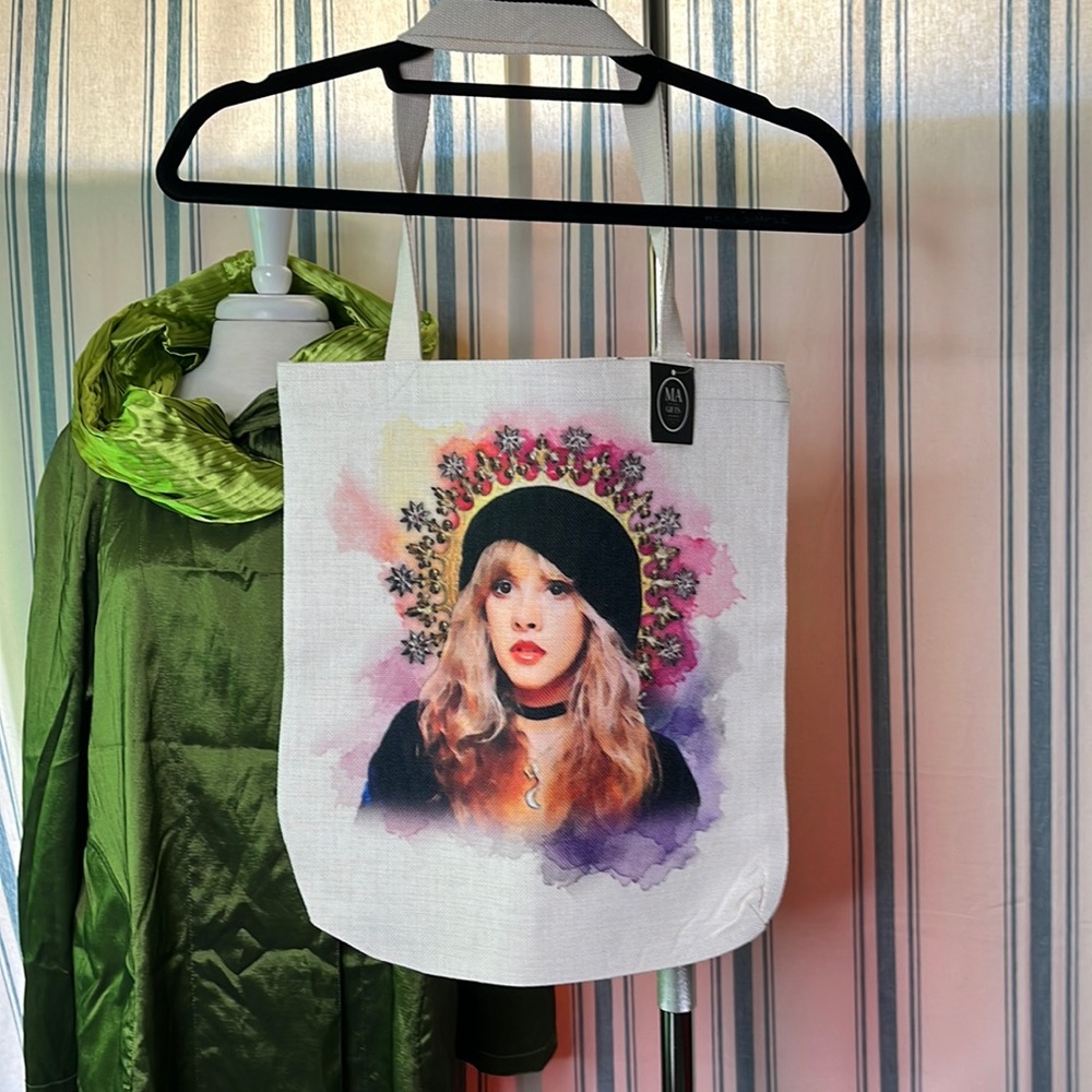 Stevie Nicks Canvas tote bag print dyed on fabric so no peeling